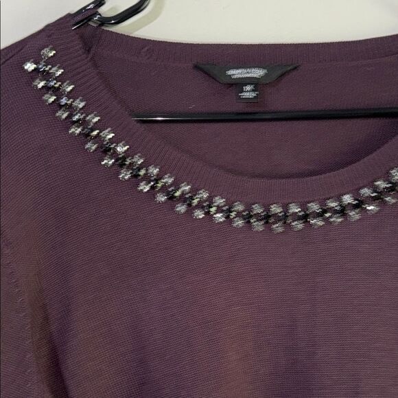 Simply Vera Vera Wang Purple Embellished Long Sleeve Sweater - Picture 4 of 11